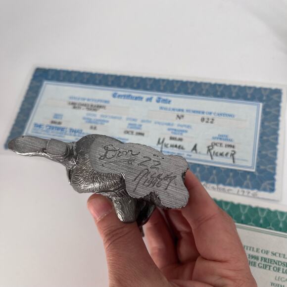 Vintage 90s Michael Ricker 1,000 Oaks Gift Of Friendship Rabbit 3 Piece Bundle - Picture 6 of 15